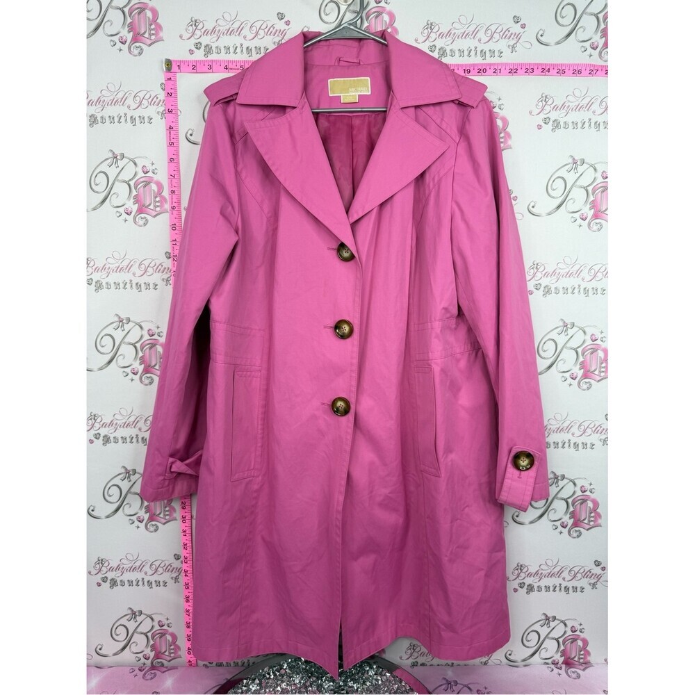 MICHAEL Michael Kors Bright Pink Trench Coat buttons
